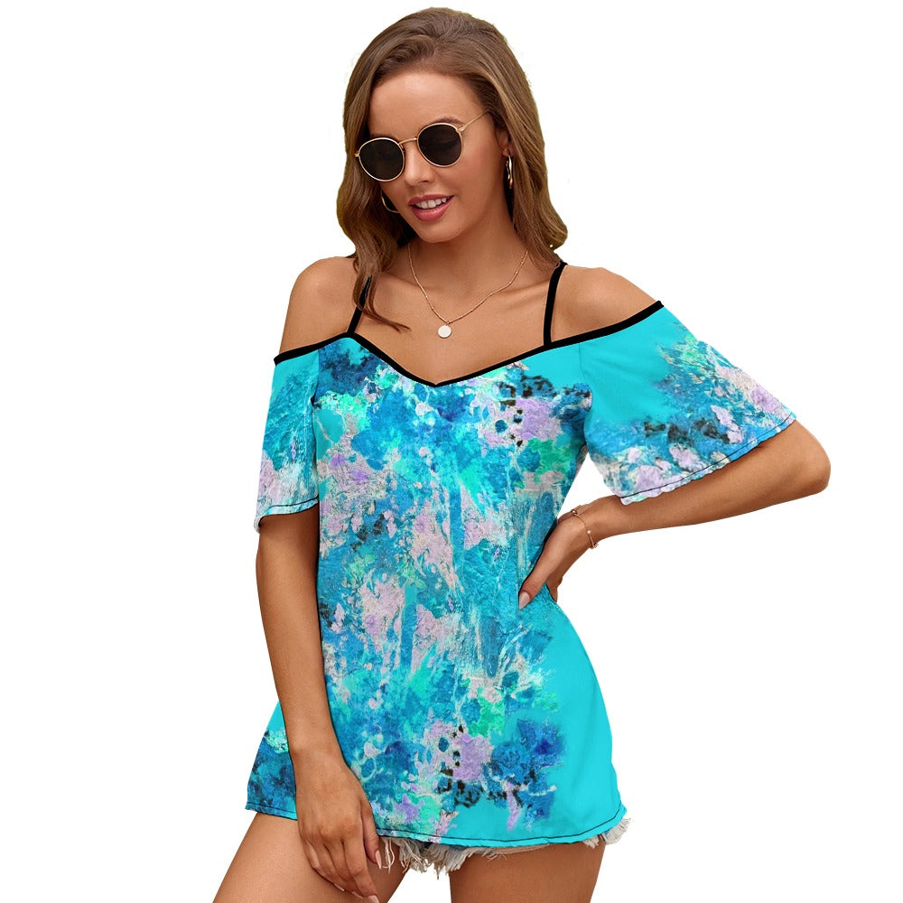 Camiseta hombros descubiertos AGUAMARINA