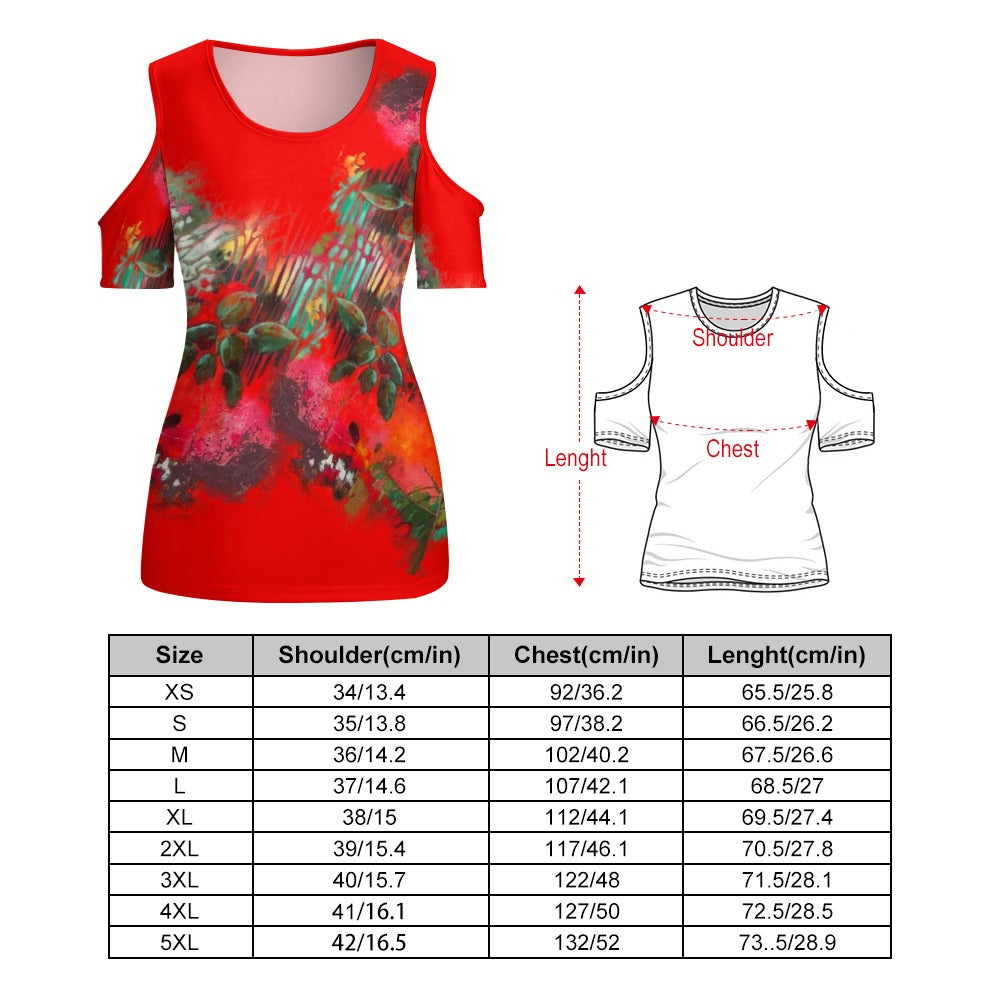 Camiseta hombros descubiertos JARDIN ROJO