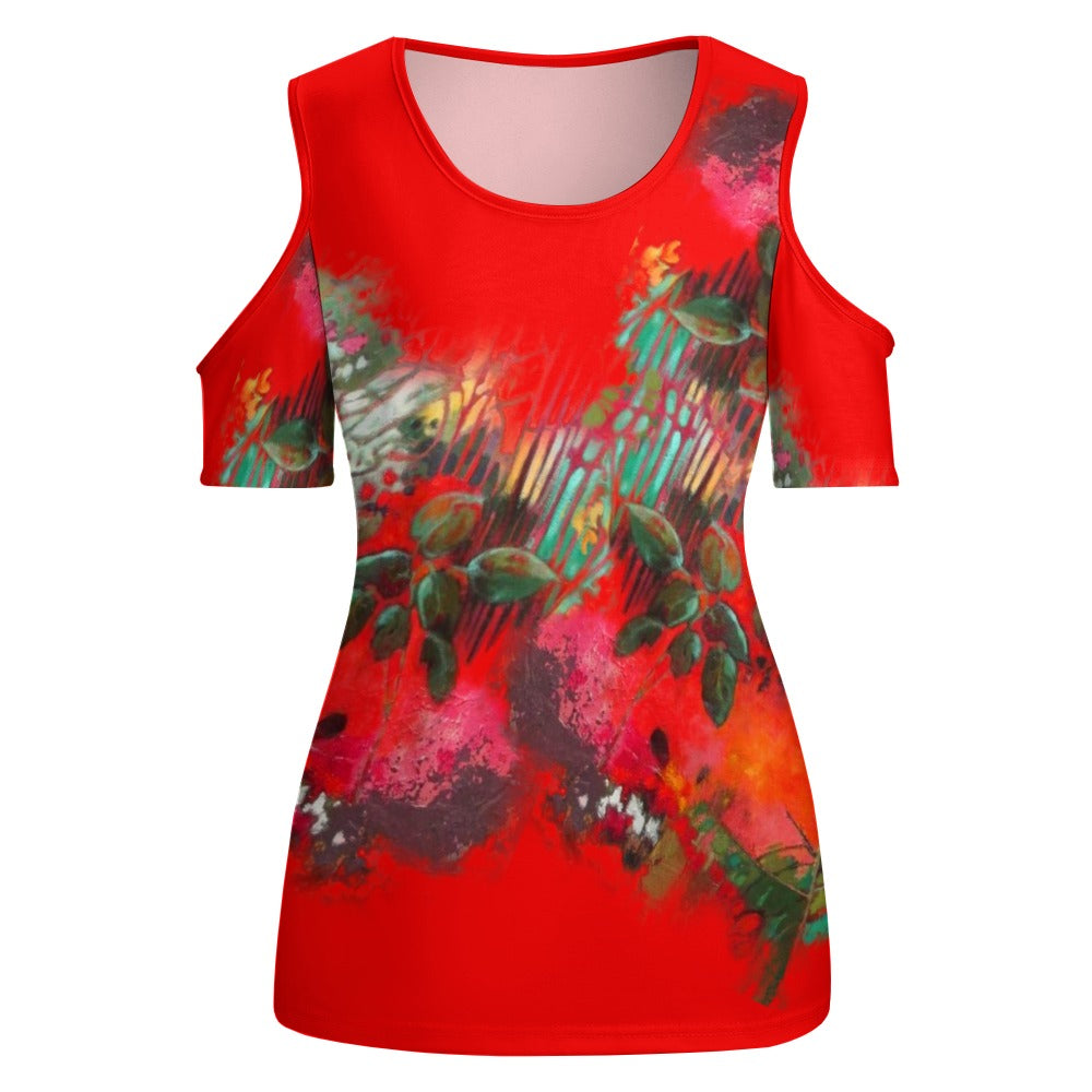 Camiseta hombros descubiertos JARDIN ROJO