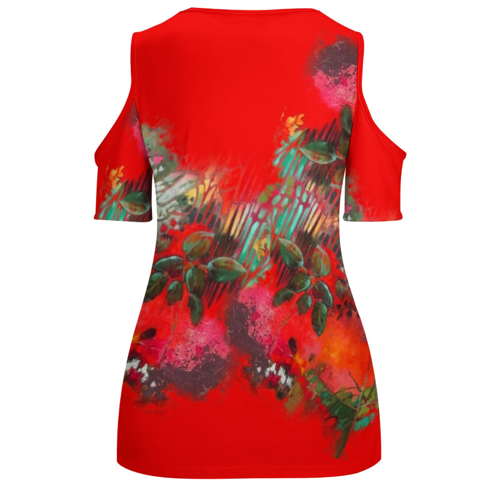Camiseta hombros descubiertos JARDIN ROJO